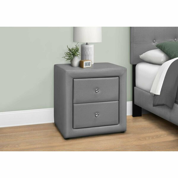 Daphnes Dinnette 21 in. Bedroom Accent Leather-Look Night Stand, Grey DA2456403